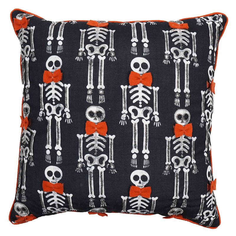 Homespun Halloween Skeleton Beaded Throw Pillow, 18" | At Home