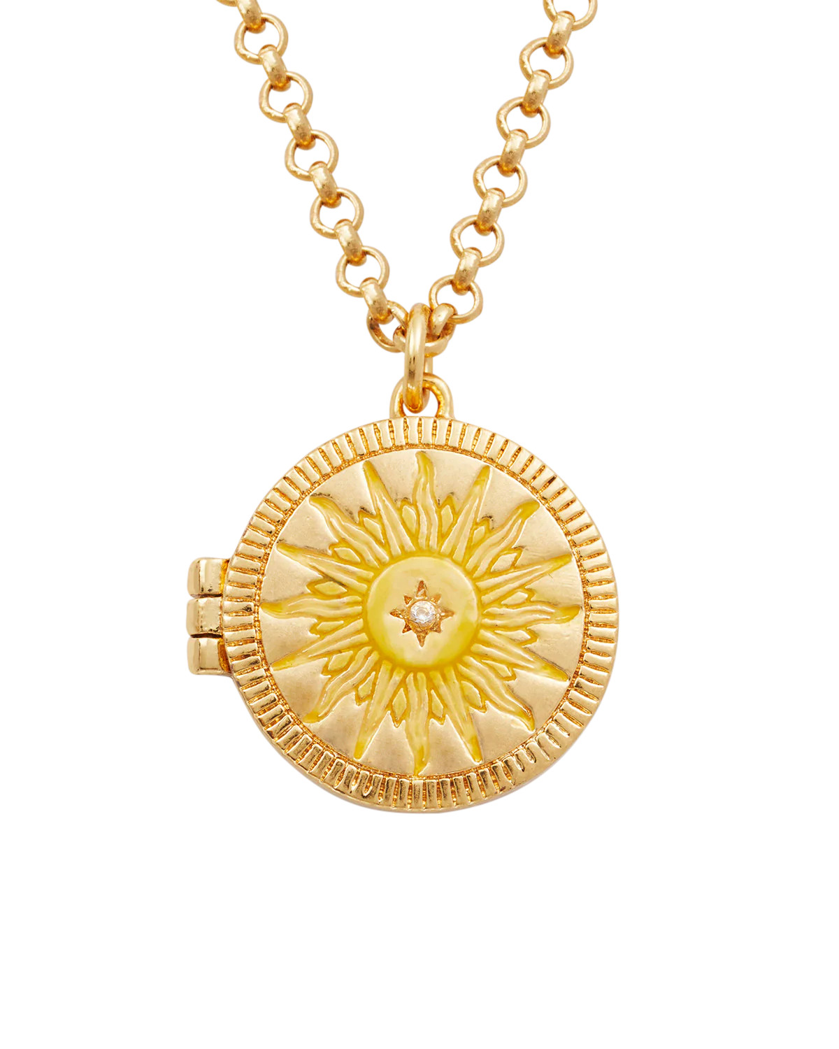 Gold Sun Locket Necklace | Fable England