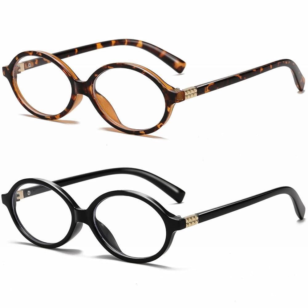Fashion Oval Glasses for Women Men Retro Round Tortoise Frame Blue Light Glasses Nerd Eyeglasses ... | Amazon (US)