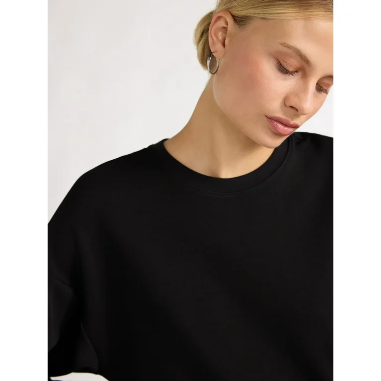 Scoop Women's and Women's Plus Ultimate ScubaKnit Cropped Sweatshirt with Drop Sleeves, Size XS-4... | Walmart (US)