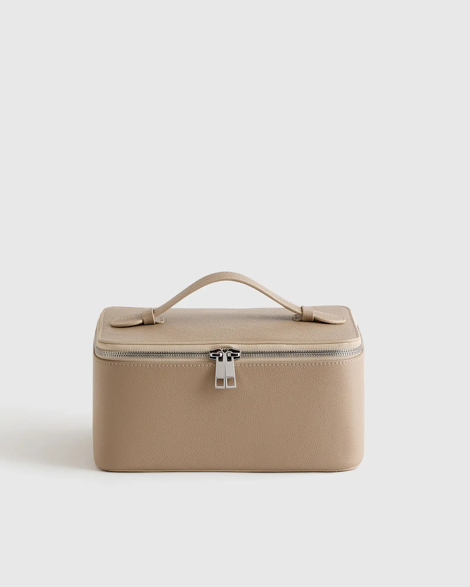 Italian Leather Travel Cosmetic Case in Taupe | Quince
