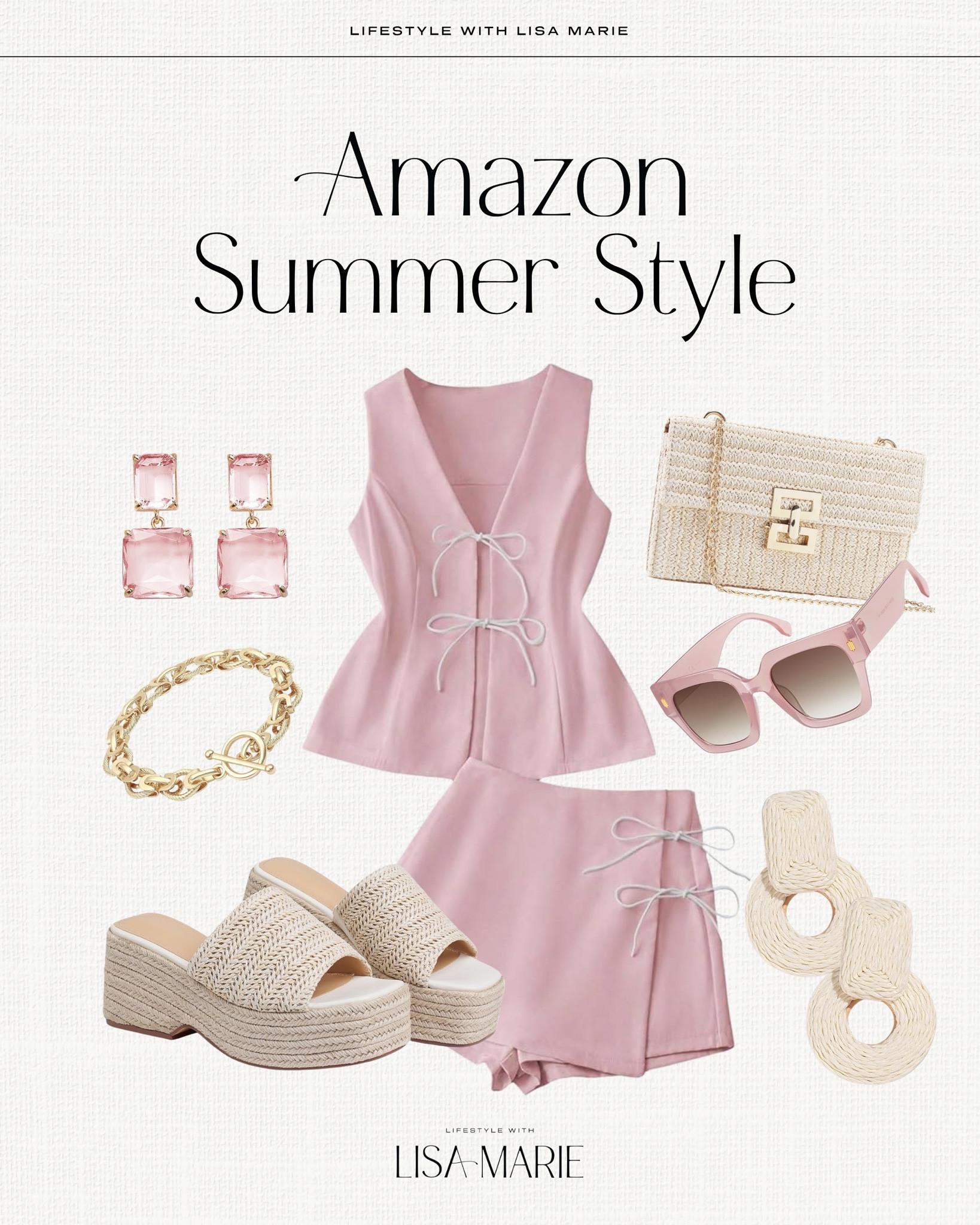Amazon spring style outfit. Pink matching shorts set for a garden party, baby shower, resort, vacation or cruise. Straw clutches, purses, handbags, wedges, earrings and shoes. Pink sunglasses and jewelry. 


#LTKPetite #LTKTravel #LTKSeasonal