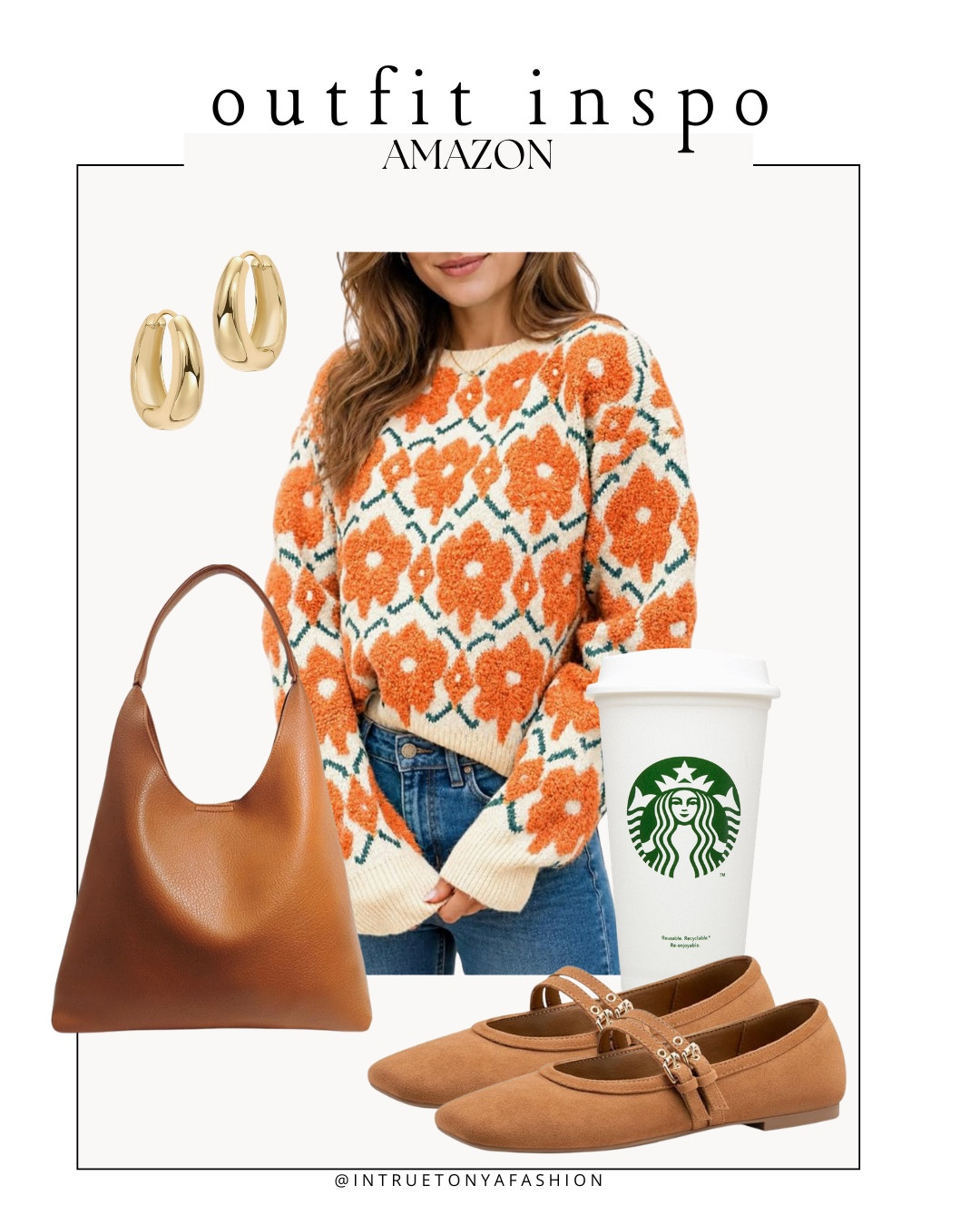 Orange floral sweater with brown ballet flats, purse and gold hoop earrings




Amazon outfits, fall outfit inspo, outfit ideas, casual outfits amazon, amazon outfits every day, outfit ideas 2026, fall outfits, fall outfits Amazon, midsize fall outfit inspo, petite outfits for fall, Amazon fall fashion, casual fall style, trending fall fashion, September outfit ideas,

#LTKootd #LTKSaleAlert #LTKPetite