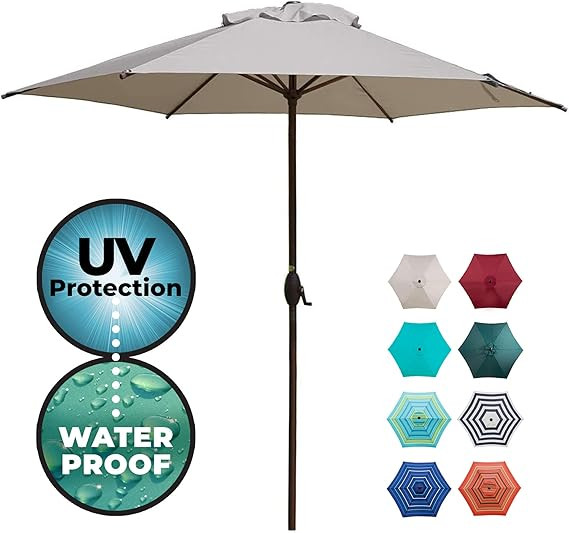 Abba Patio 9ft Patio Umbrella Outdoor Umbrella Patio Market Table Umbrella with Push Button Tilt ... | Amazon (US)