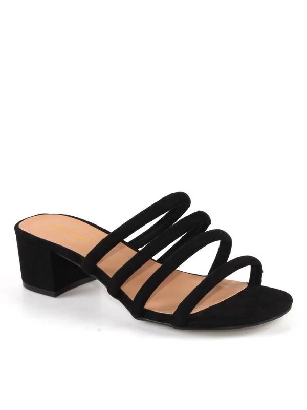 Bamboo Swell-01 Block heel Women's Slide Sandals in Black | Walmart (US)