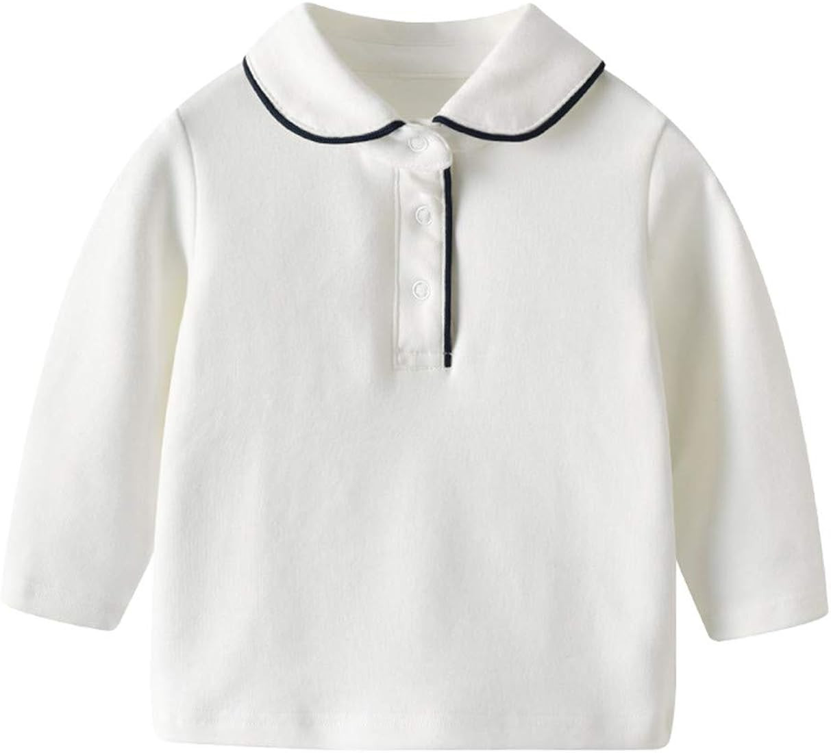 Infant Baby Boys' Collared Long Sleeve Cotton White Lapel Polo T-Shirts Tees Tops Shirt 6M-3T for... | Amazon (US)