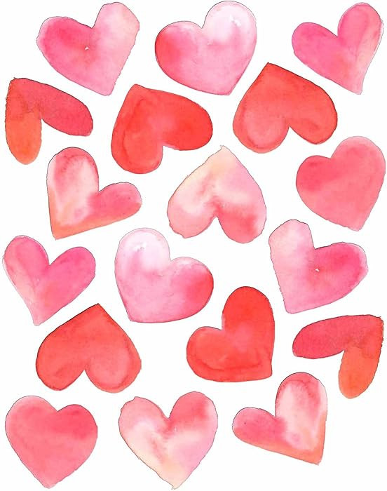 2-Inch Pink & Rose Watercolor Style Heart Window Cling Decals. Reusable, Double Sided, Valentine'... | Amazon (US)