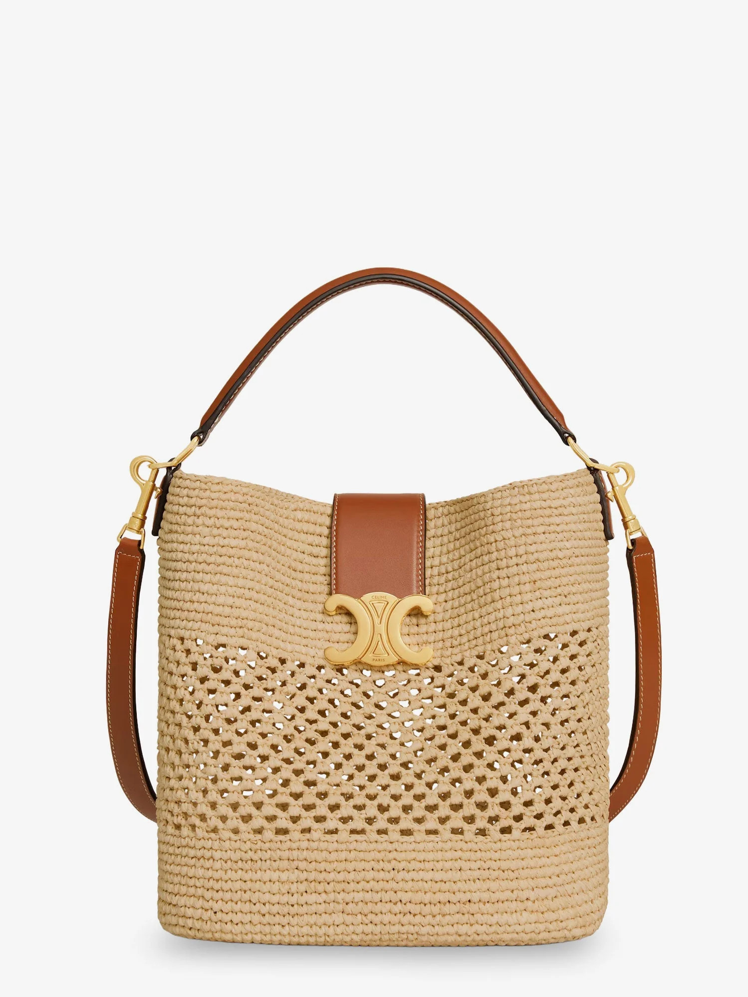 Celine Women Louis Raffia And Leather Bucket Bag | LUOSOPHY