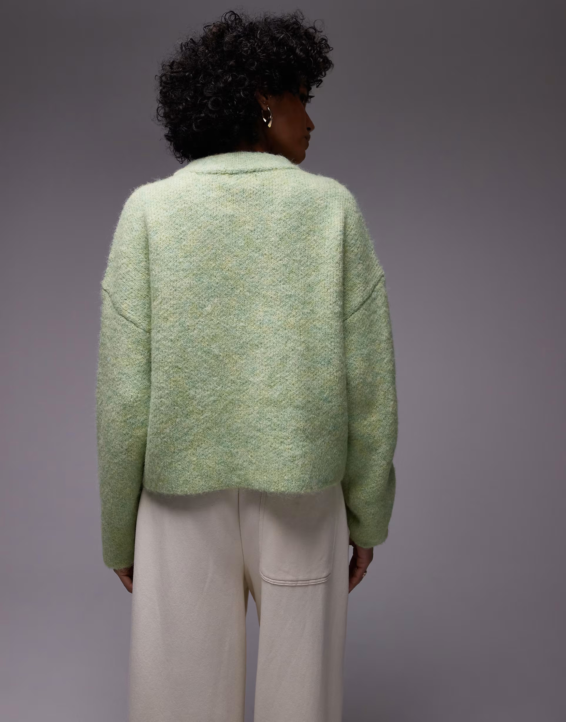 Topshop knitted fluffy relaxed ultimate jumper in light green | ASOS (Global)