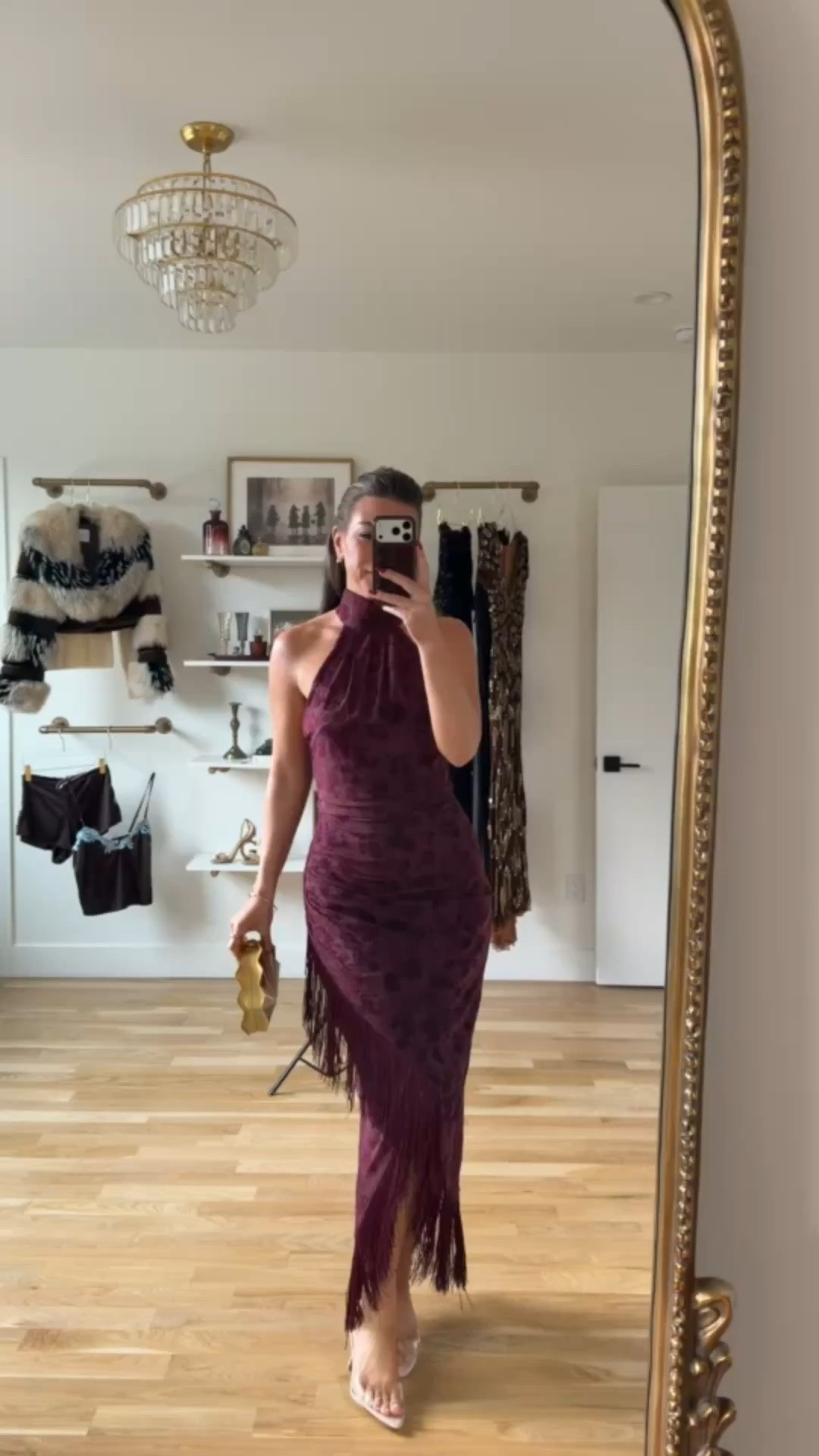 floral halter maxi with a high mock neckline, ruched waist, and an asymmetric fringe hem vici fall and winter wedding guest and special occasion dress ✨

codes -
Vici: Emerson35
Revolve: tulip 

In 5’4” and wearing my usual smalls

fall event, fall wedding guest dresses, cocktail dresses, semi-formal dresses, black tie wedding guest dresses, destination wedding guest dresses, garden party dresses, wedding guest outfit ideas

#LTKWedding #LTKSeasonal #LTKU