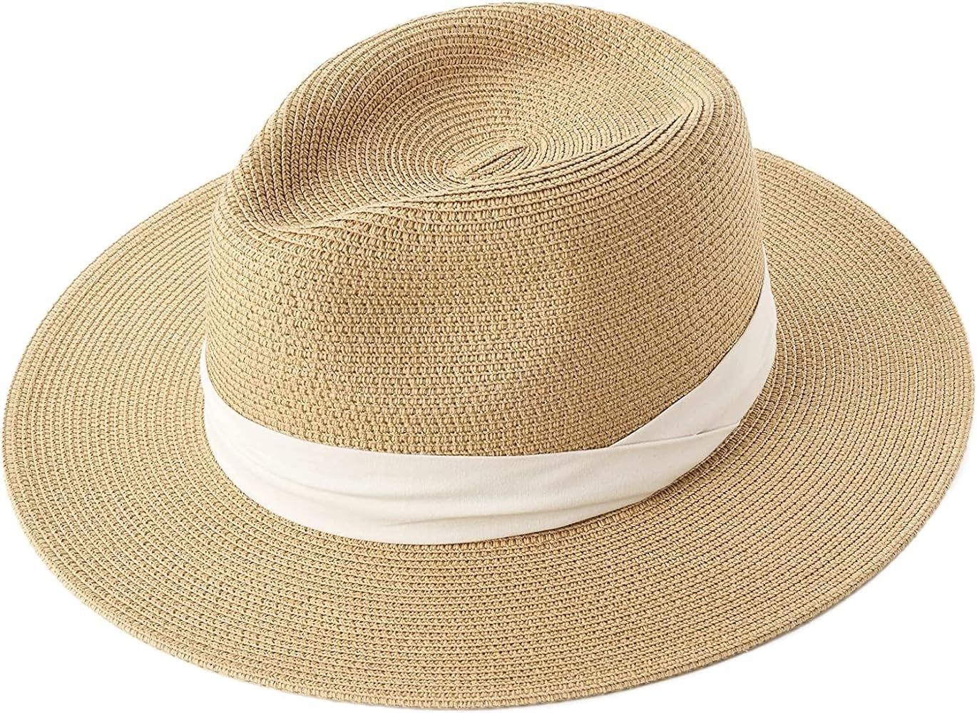FURTALK Womens Mens Wide Brim Straw Panama Hat Fedora Summer Beach Sun Hat UPF Straw Hat for Wome... | Amazon (CA)