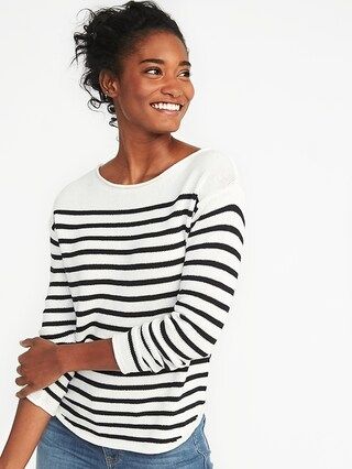 Old Navy Womens Lightweight Marled Bateau Sweater For Women Black/White Stripe Size L | Old Navy US