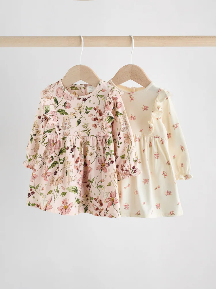 Buy Pink Floral/ Cream Ditsy Baby Jersey Dresses 2 Pack (0mths-2yrs) from Next Australia | Next AU