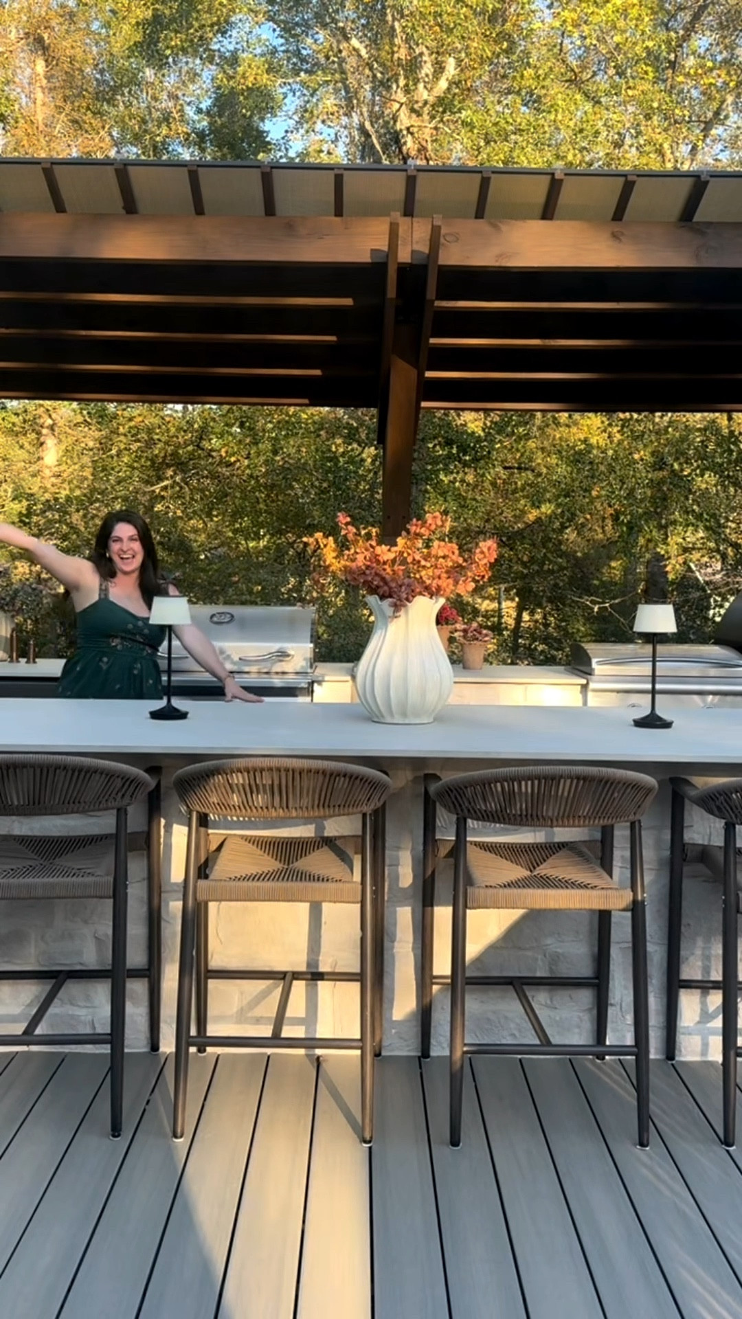 Our outdoor kitchen is finally complete, and I’m obsessed with how it turned out! We decided to stain the pergola, and it looks absolutely stunning. We used Sherwin-Williams Woodscapes stain in the color Hawthorne and applied two coats for a rich, even finish. The Dekton countertops in Adia add the perfect modern touch and are super durable for outdoor living. 



#OutdoorKitchen #PergolaDesign #SherwinWilliams #Dekton #BackyardGoals #OutdoorLiving #PatioInspo #HomeDesign 

#LTKSeasonal #LTKStyleTip #LTKHome
