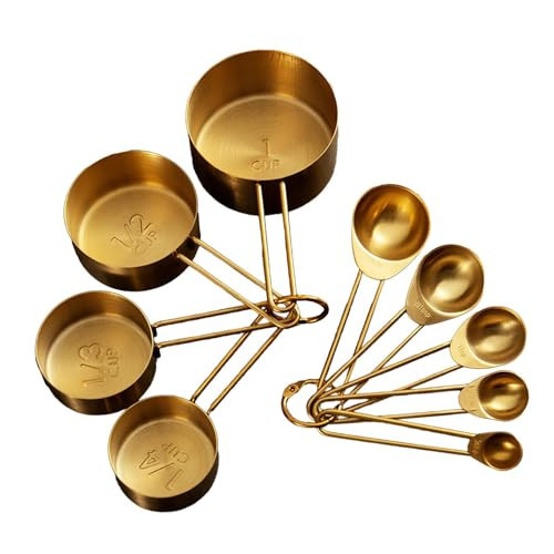 Stainless Steel Measuring Cups, Professional Stackable Measuring Spoons Kitchen Cooking Baking Utensils for Baking Milk Nuts, Cups and Spoons | Amazon (US)