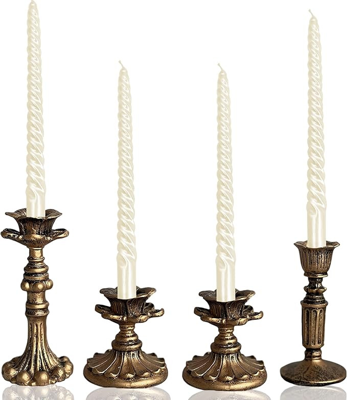 Vintage Candlestick Holder for Taper，Resin Candle Holder Antique Bronze，Decorative for Home D... | Amazon (US)