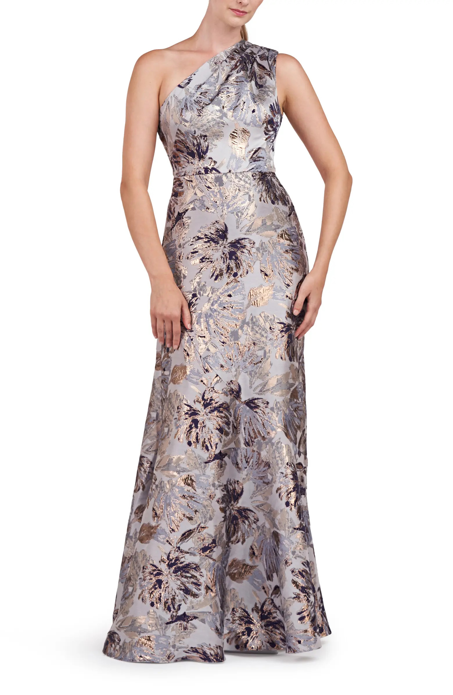 Gianella Floral Metallic One Shoulder Gown | Nordstrom