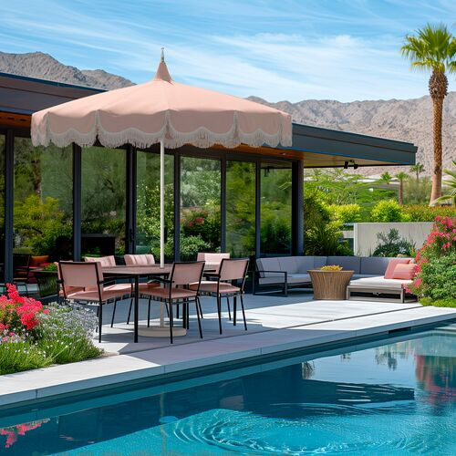 Billow Pagoda Fringe Patio Umbrella, Sunbrella | One Kings Lane