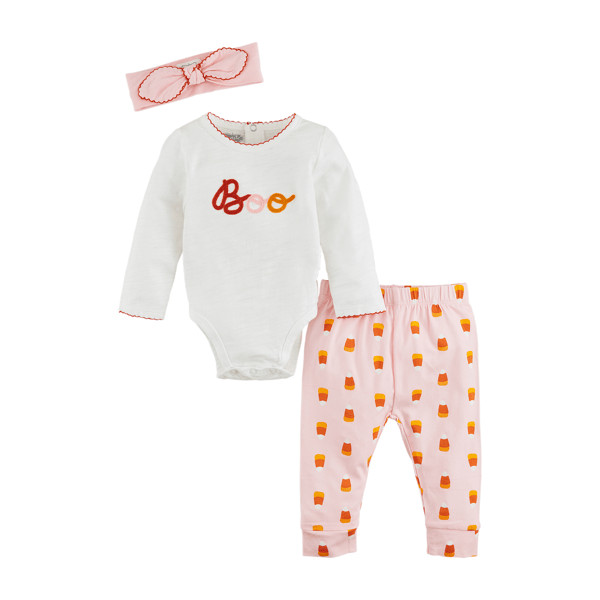 Pink Boo Glow Baby Bodysuit Set | Mud Pie