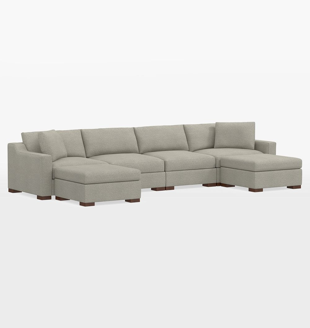 Sublimity 6-Piece Double Ottoman Sectional Sofa, Classic - Wildwood Tweed Ash | Rejuvenation
