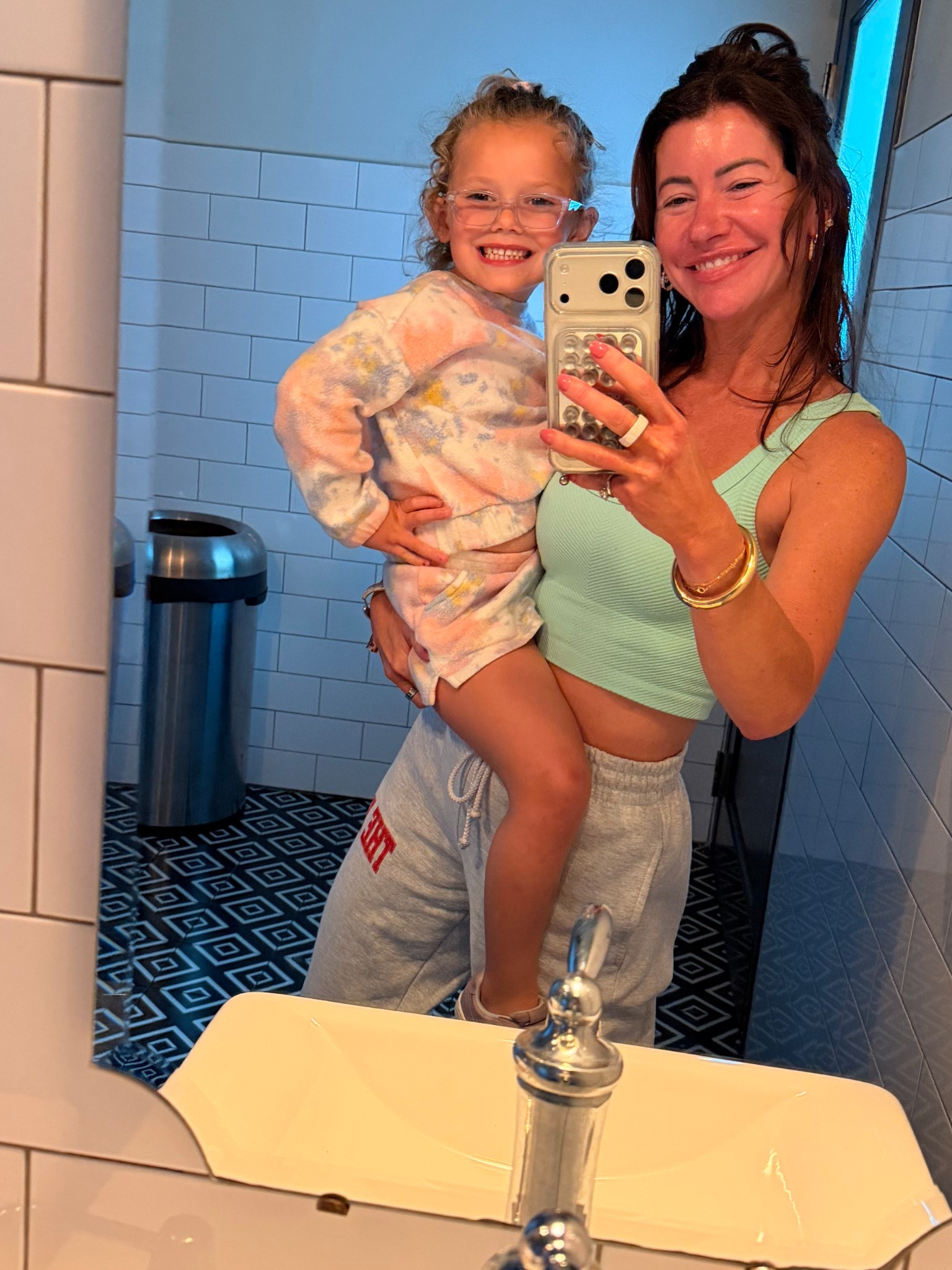 My lunch date. Both in our sets. 

I have the size Medium in The Bar sweatshirt and XS in the pants. I wanted to size up in the sweatshirt to be able to wear it as a coverup on its own. 

#LTKOver40 #LTKdayinmylife #LTKmomlife