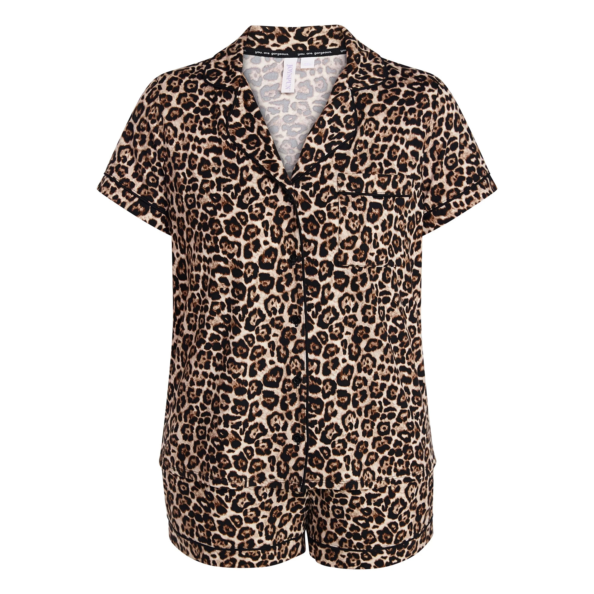 Joyspun Women's Dreamy Soft Collection Notch Top and Shorts Pajama Set, 2-Piece, Sizes XS-3X | Walmart (US)