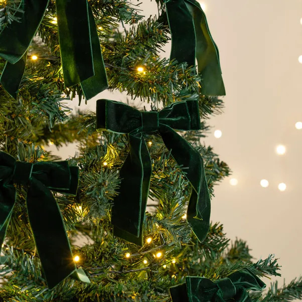 Set of 6 Velvet Bow Clip Decorations | Dunelm