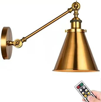 Battery Operated Sconce Wall Lighting with Remote,1 Pack Vintage Brass Wireless Wall Light,Gold L... | Amazon (US)