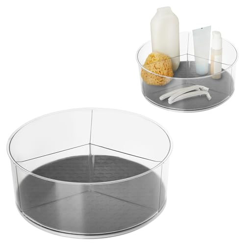 Spectrum Divided Turntable Organizer 11 in Charcoal Gray Lazy Susan Storage Organizer, 3 Divider Rotating Lazy Susan for Cabinet Fridge Pantry Table Countertop Under Sink Bath Kitchen Organization | Amazon (US)
