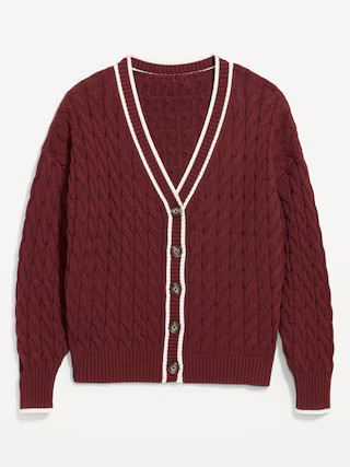 Slouchy Cable-Knit Cardigan Sweater | Old Navy (US)