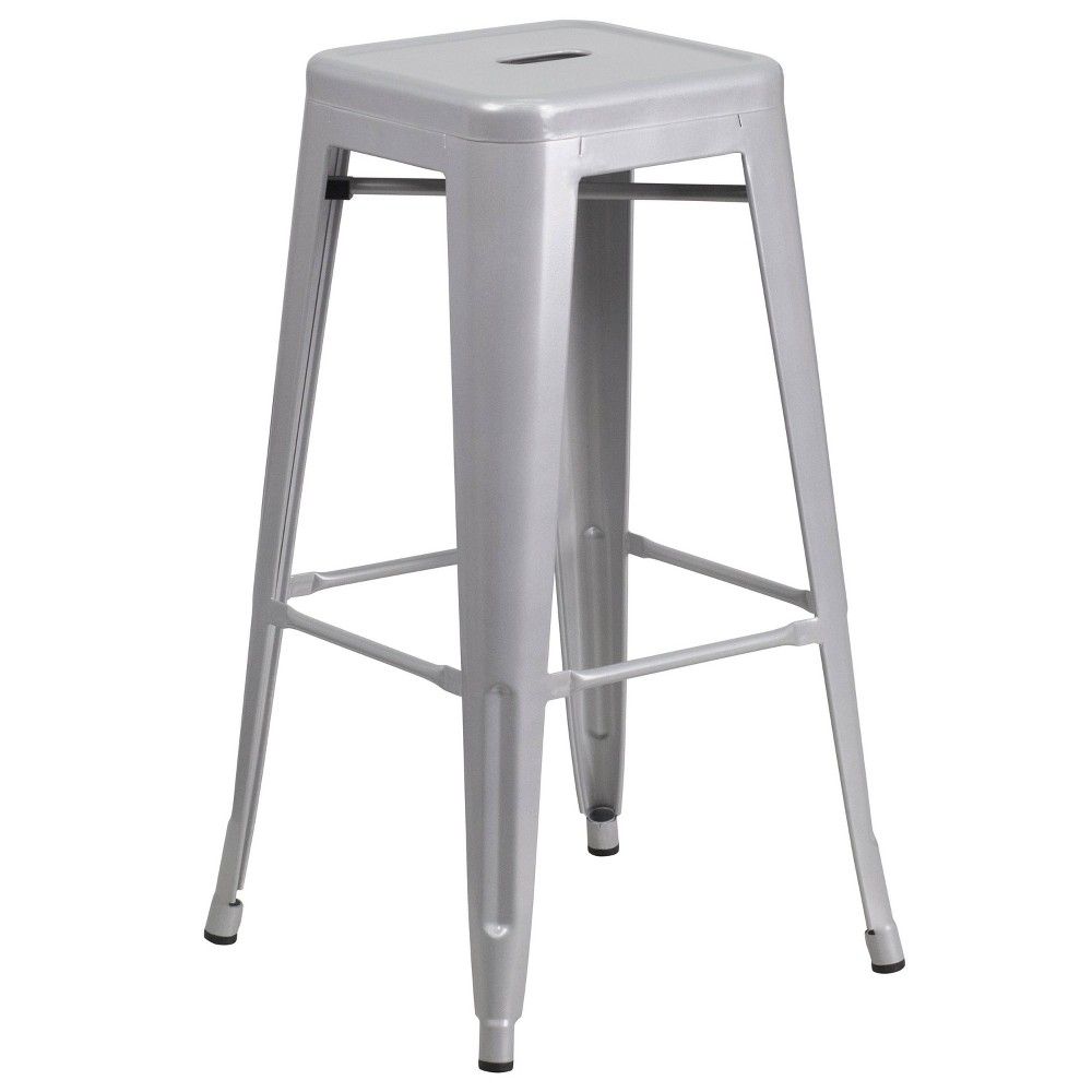 Riverstone Furniture Collection 30"" Backless Metal Stool Silver, Adult Unisex | Target