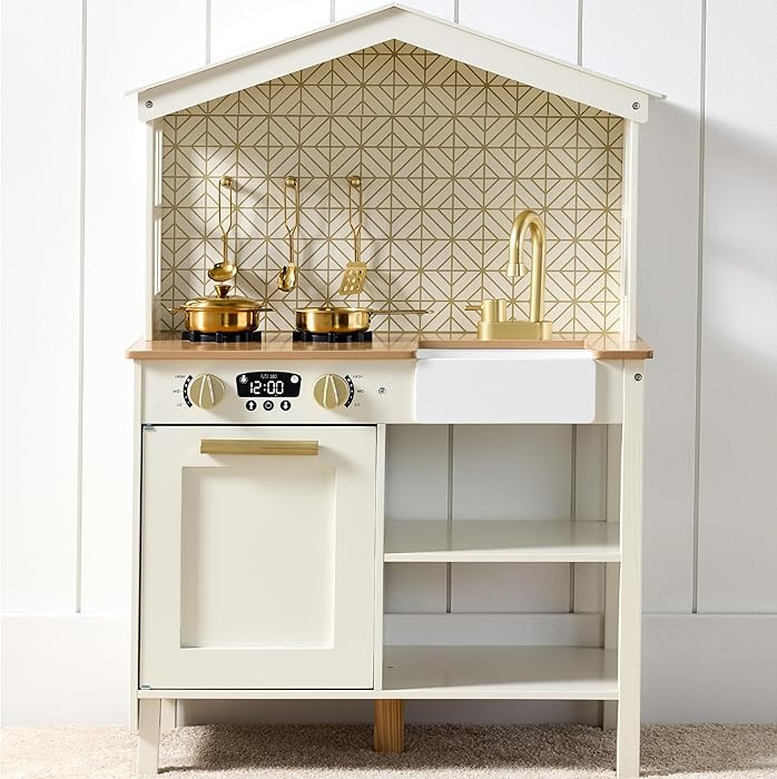 Best Choice Products Pretend Play Wooden Farmhouse Kitchen Set for Kids w/Toy Storage, Clicking K... | Amazon (US)