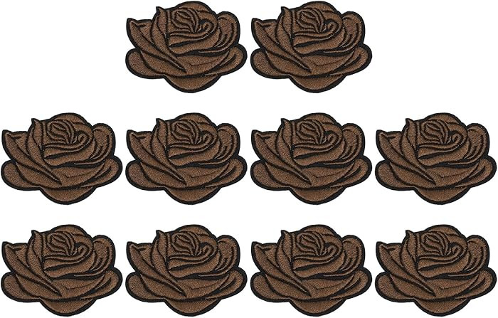 PATIKIL Brown Rose Embroidered Patch Applique, 10 Pcs Rose Sew on Iron on Decorative Patches for ... | Amazon (US)