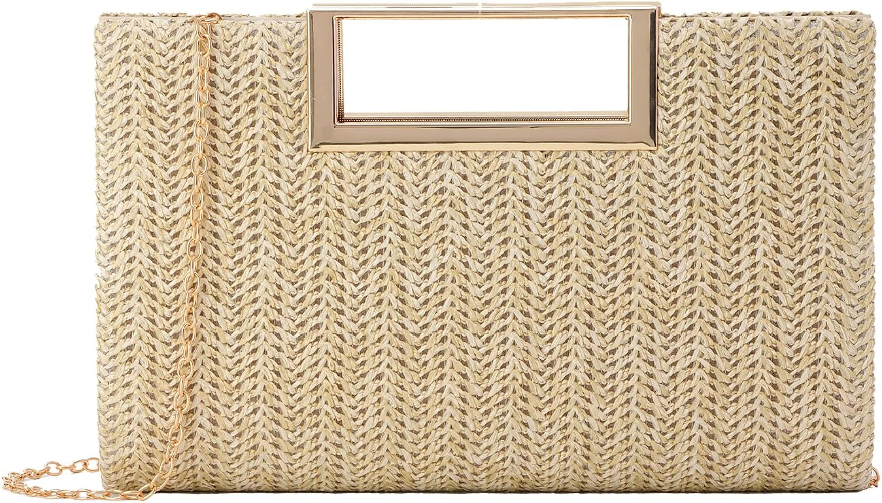 Top Handle Straw Clutch for Women Summer Clutch Straw Evening Bag Raffia Crossbody Purses Woven B... | Amazon (US)