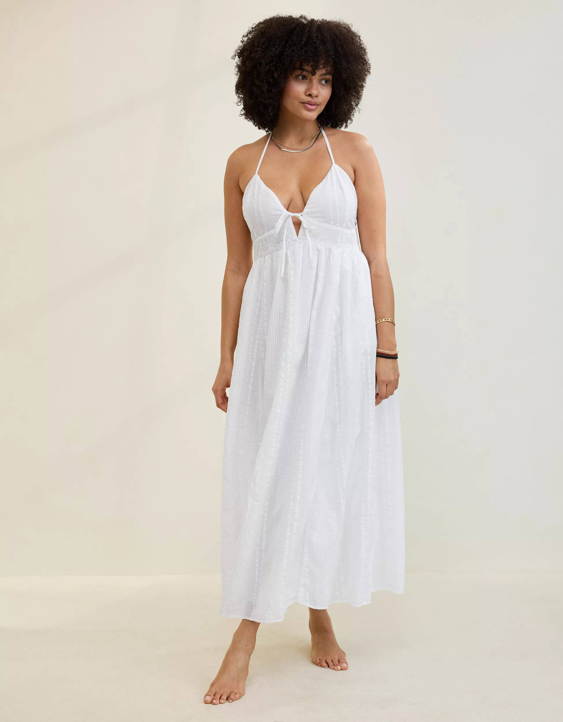 Aerie Seersucker Halter Maxi Dress | Aerie