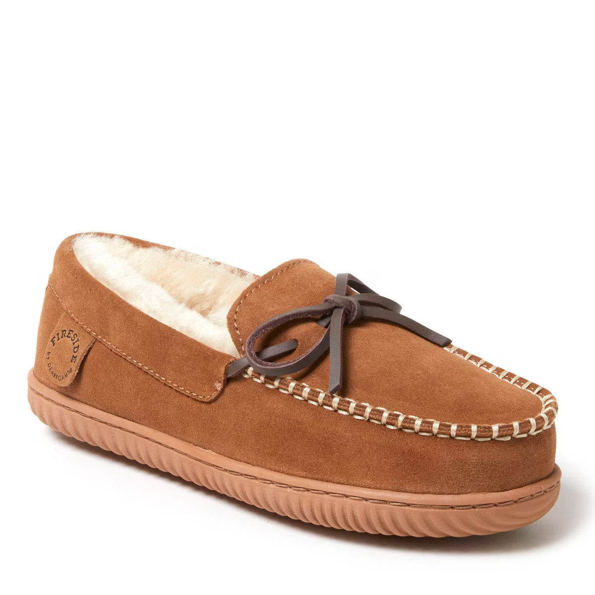 Fireside by Dearfoams Women's Alice Springs Genuine Shearling Moccasin Slipper - Chestnut Size 7 | Target