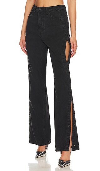 Side Cutout Wide Leg in Black | Revolve Clothing (Global)