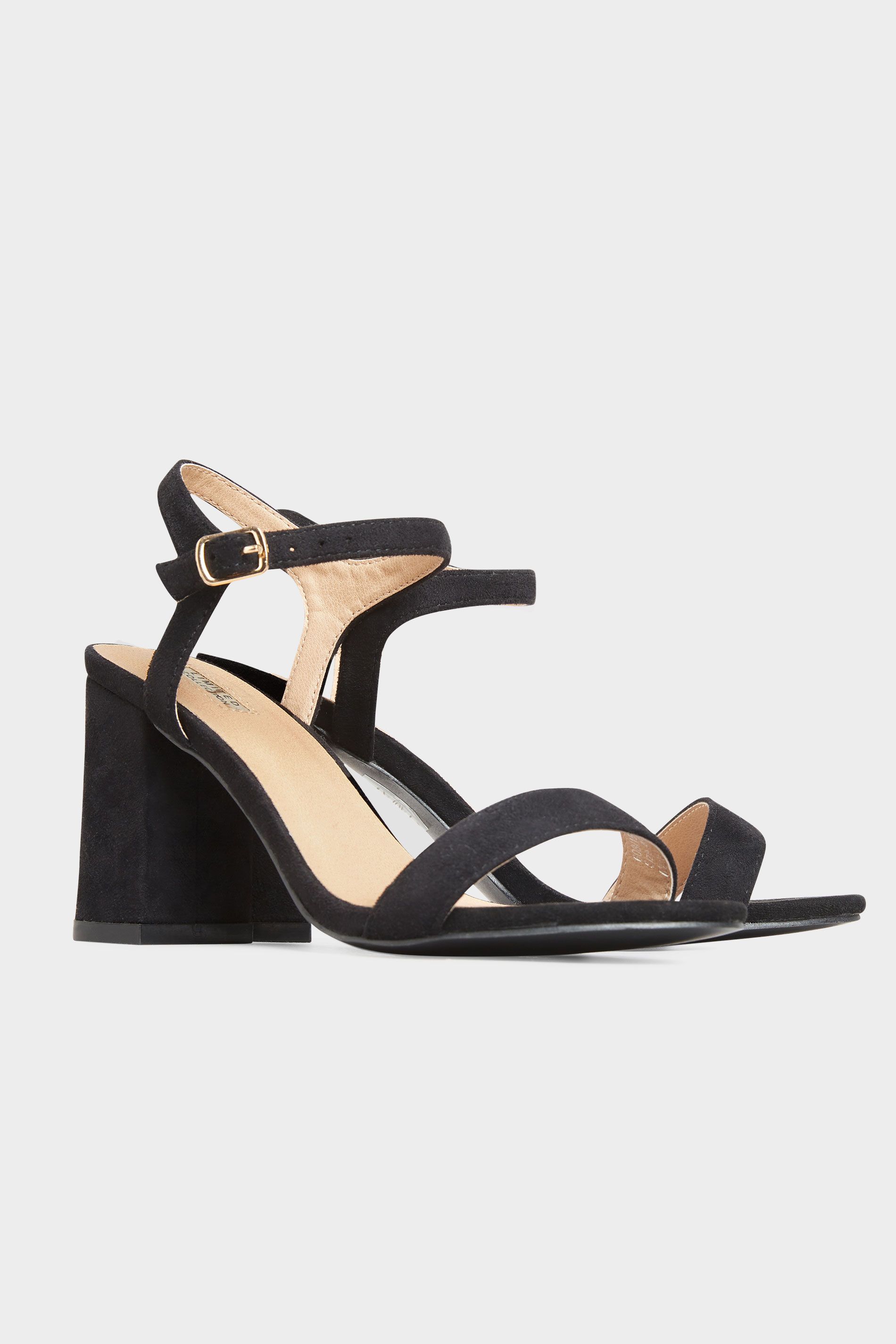 LIMITED COLLECTION Black Block Heel Sandal In Extra Wide Fit | Long Tall Sally
