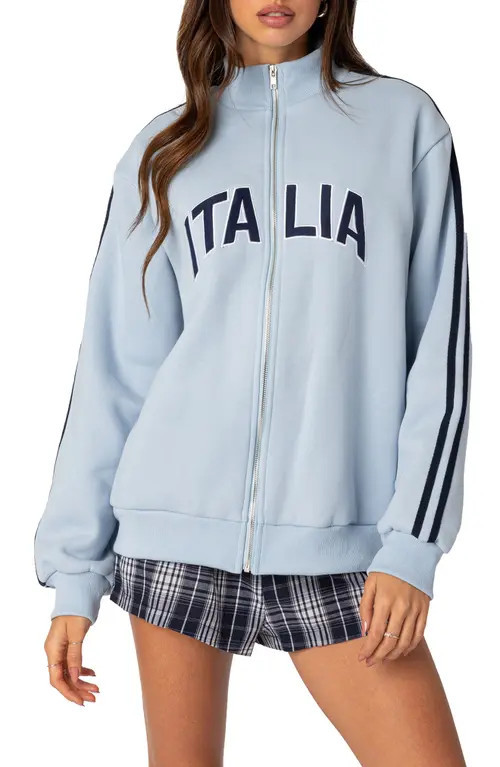 EDIKTED Italy Track Jacket in Light-Blue at Nordstrom, Size Small | Nordstrom