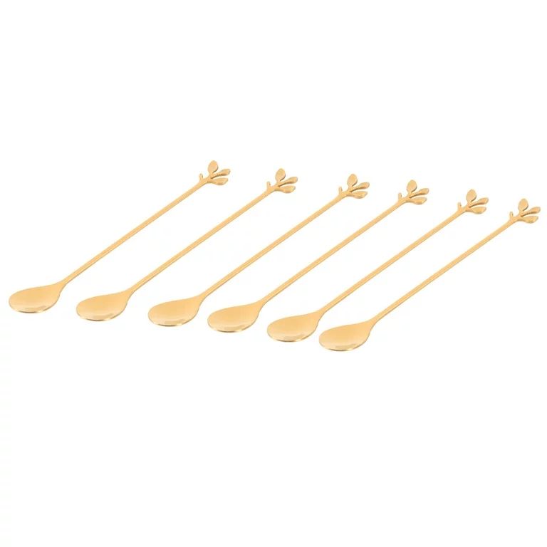 Iced Tea Spoons Set, Gold Leaf Cocktail Stirring Spoons (Gold,6) - Walmart.com | Walmart (US)