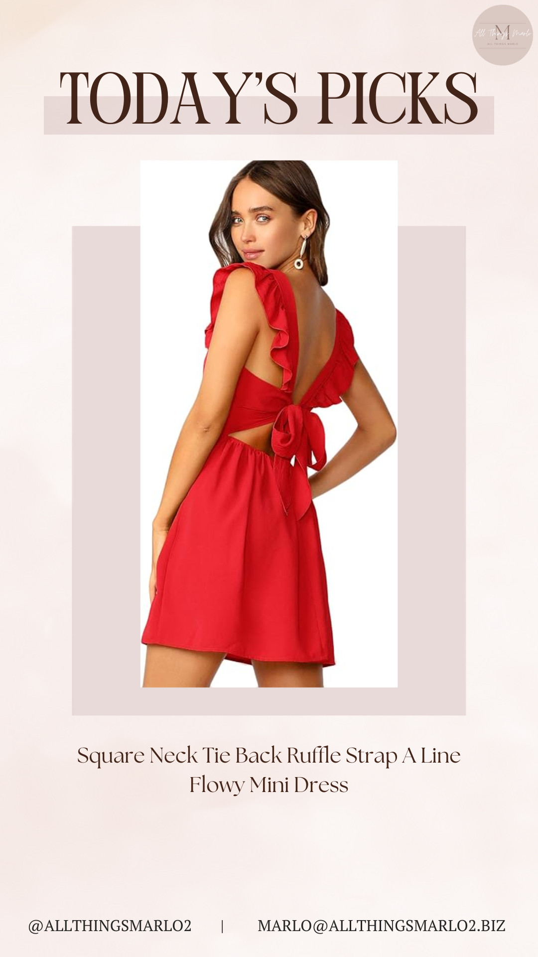 Square Neck Tie Back Ruffle Strap A Line Flowy Mini Dress 

 #LTKSeasonal #LTKWorkwear #LTKTravel