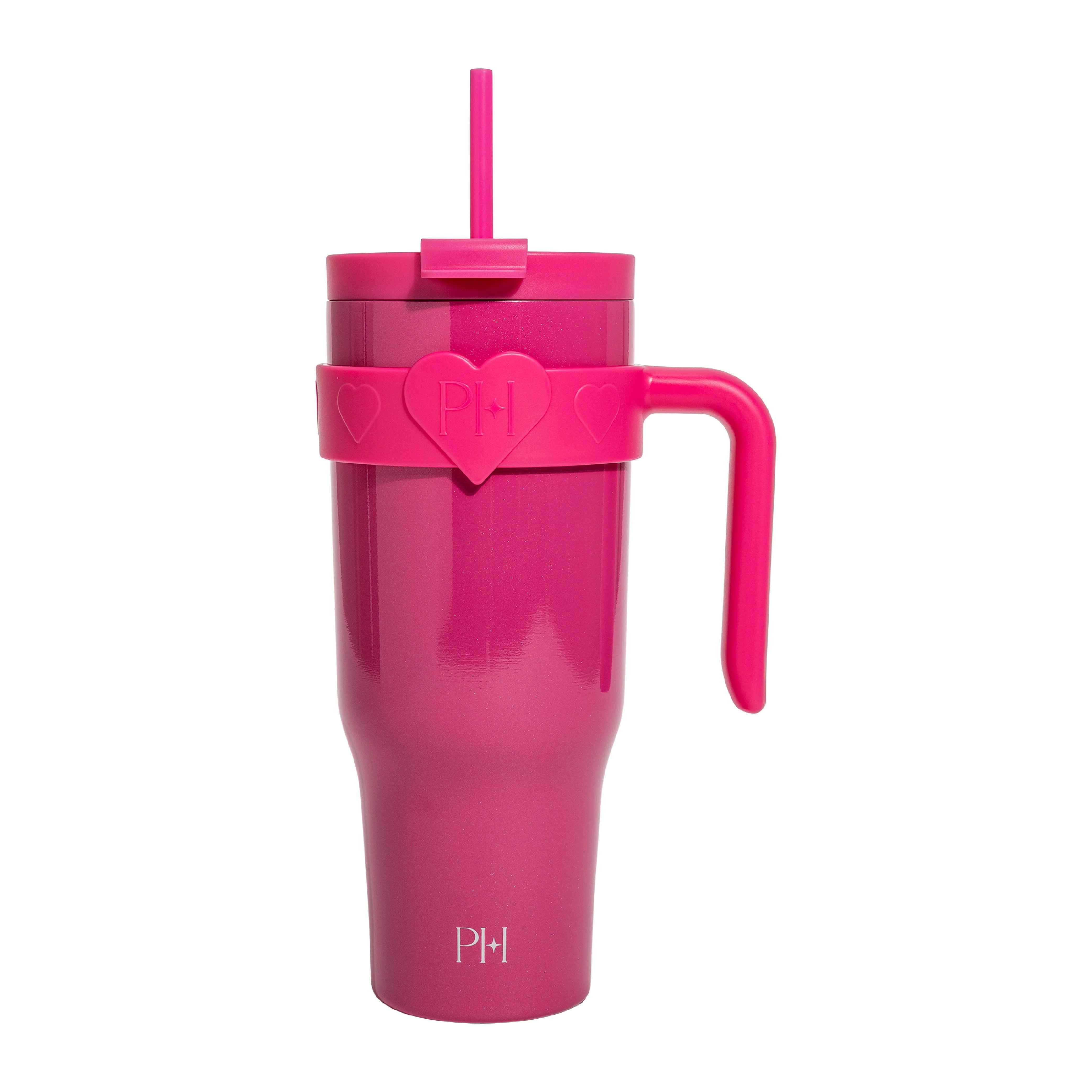 Paris Hilton 40 oz Double-Wall Insulated Tumbler, includes 2-in-1 Lid & removable Handle, Hot Pin... | Walmart (US)
