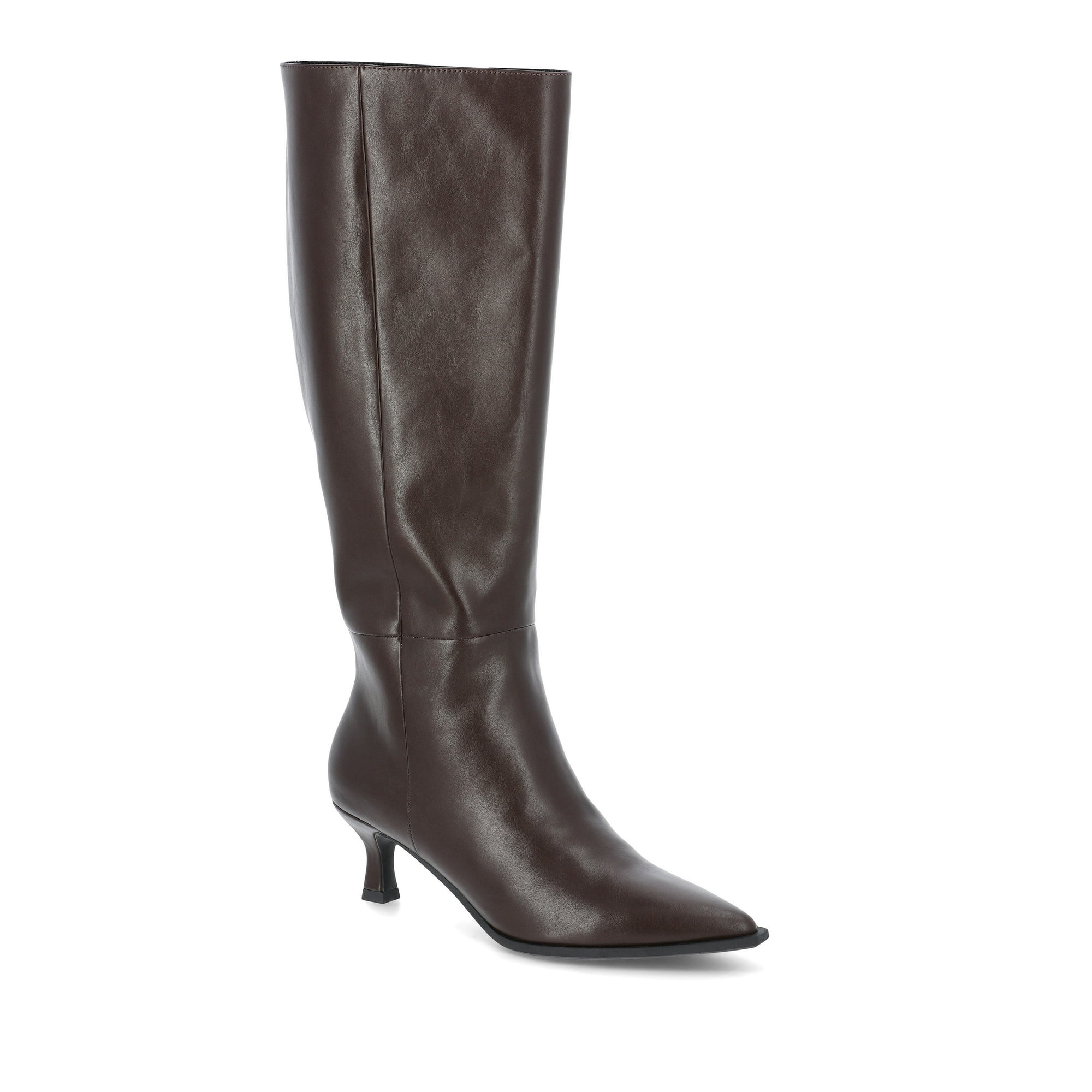 Madden NYC Women's Faux Leather Knee High Boots with Kitten Heel, Wide Calf Available | Walmart (US)