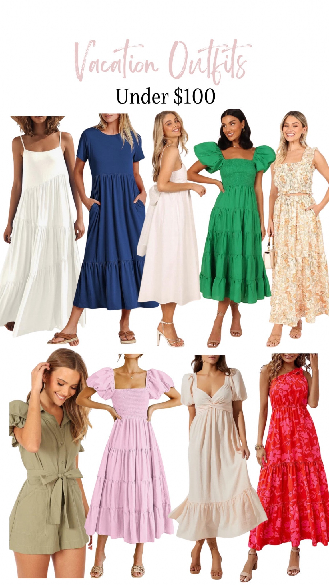Vacation outfits under $100! Dress, skirt, rompers! Spring outfits, vacation outfits, resort wear

#LTKstyletip #LTKtravel #LTKfindsunder100