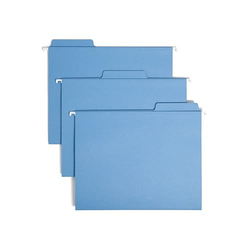 Smead FasTab Hanging File Folders, 20 Count, Blue, 1/3-Cut Built-in Tabs, Letter Size (64099) | Amazon (US)