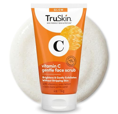 TruSkin Vitamin C Face Scrub & Face Exfoliator - Brightening Facial Scrub with Bora Bora White Sand & Yuzu Lemon - Smooths Texture and Reveals Softer-Looking Skin, 4 fl oz | Amazon (US)