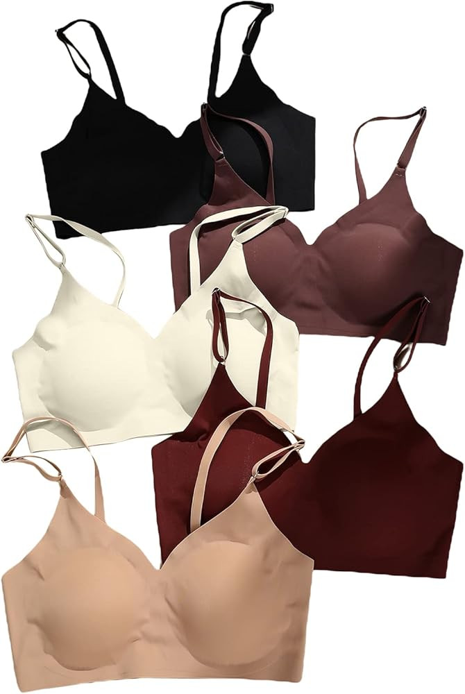 Verdusa Women's 5Pack Padded Seamless Bralettes Bra Camisole Top Everyday Bras | Amazon (US)