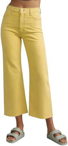 Allimy Women's High Waisted Straight Ankle Wide Leg Ripped Jeans Frayed Hem Stretchy Capri Denim ... | Amazon (US)