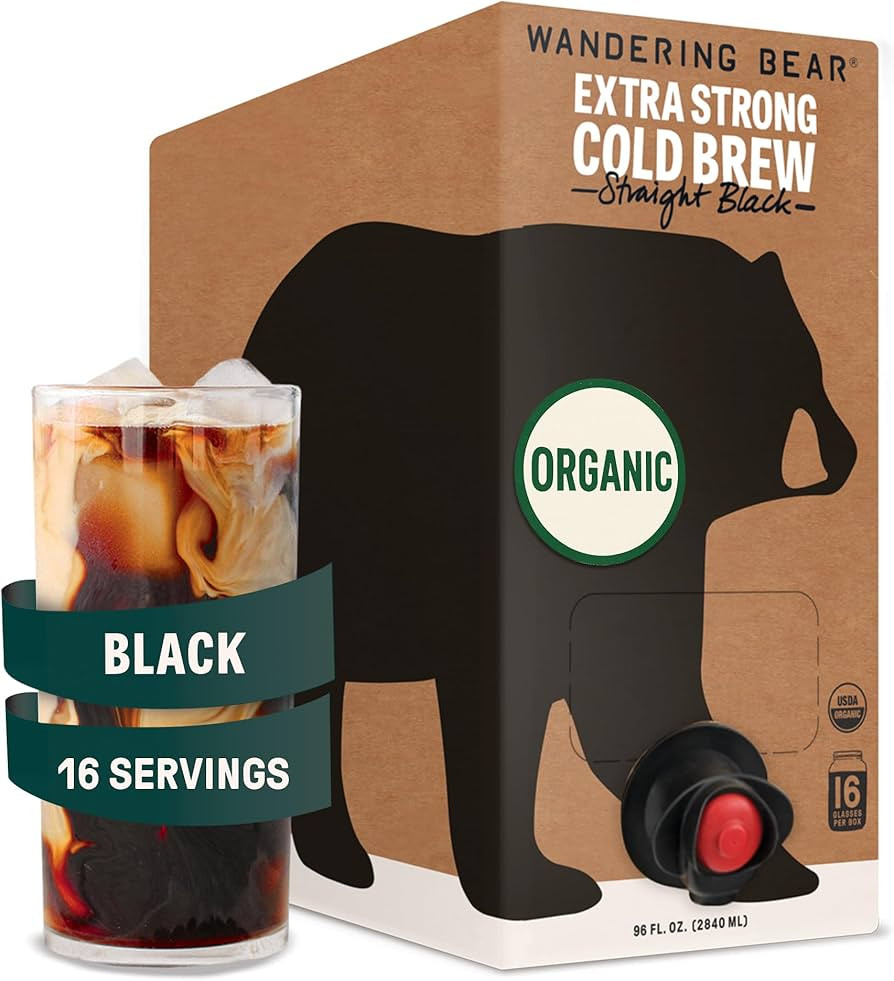 Wandering Bear Straight Black Organic Cold Brew Coffee On Tap, 96 fl oz - Extra Strong, Bold, Smo... | Amazon (US)