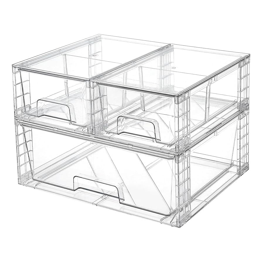 Vtopmart 3 Pack Stackable Storage Drawers, Easily Assemble Acrylic Bathroom Undersink Organizers,... | Amazon (US)